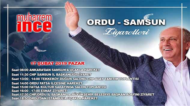 İNCE SAMSUN'A GELİYOR!...