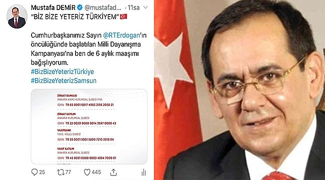 Başkan Demir'den Milli Dayanışma Kampanyası'na Destek