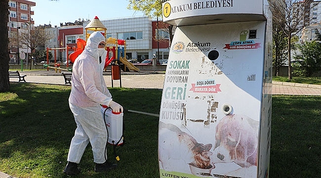 Atakum'da Can Dostların Beslenme Noktaları Dezenfekte Edildi