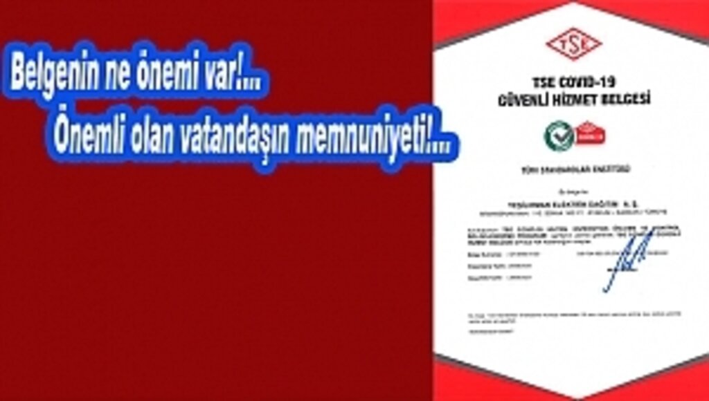 YEDAŞ'a COVİD-19 Güvenli Hizmet Belgesi