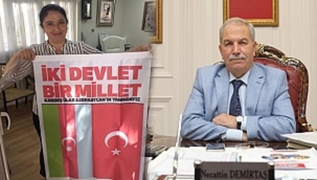 Tüm Mahalle Muhtarlıklarına Azerbaycan Bayrağı Gönderdi