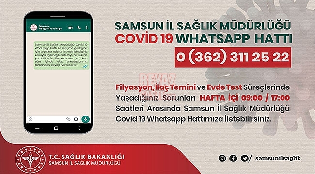 Samsun'da Covid 19 Whatsapp Hattı Hizmete Girdi
