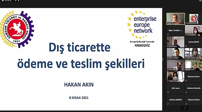 Samsun TSO'dan, "Dış Ticarette Ödeme ve Teslim Şekilleri" eğitimi