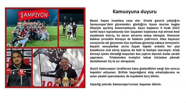 Boyar, Samsunspor'daki Görevinden İstifa Etti!