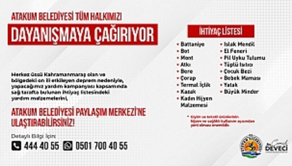 Atakum Belediyesi'nden Dayanışma Çağrısı