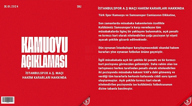 Türk Spor Kamuoyu ve Samsunspor Camiasının Dikkatine!...