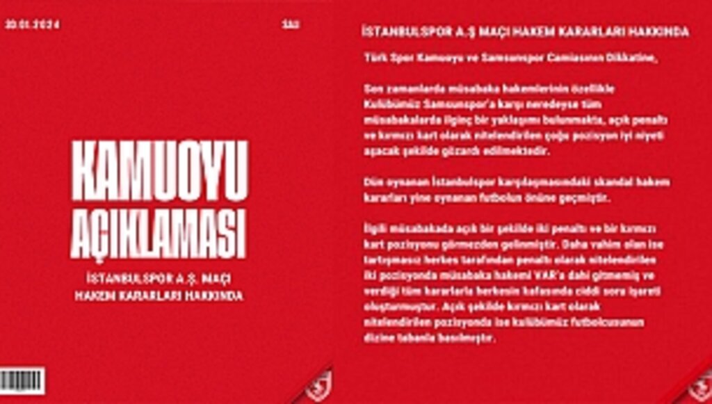 Türk Spor Kamuoyu ve Samsunspor Camiasının Dikkatine!...