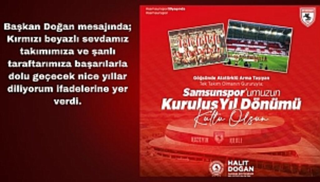 Kırmızı Beyazlı Sevdamız Samsunspor'umuzun 59. Yaşı Kutlu Olsun