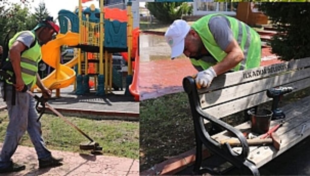 İlkadım'da Parklar Temizlenip Onarılıyor