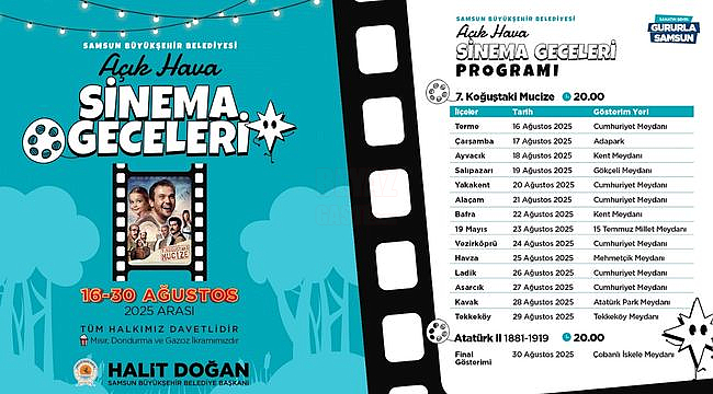 Büyükşehir'den İlçelerde Açık Hava Sinema Geceleri