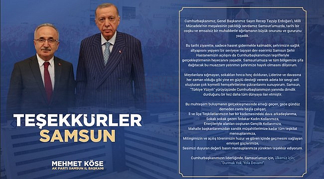 AK Parti Samsun'dan Teşekkür!