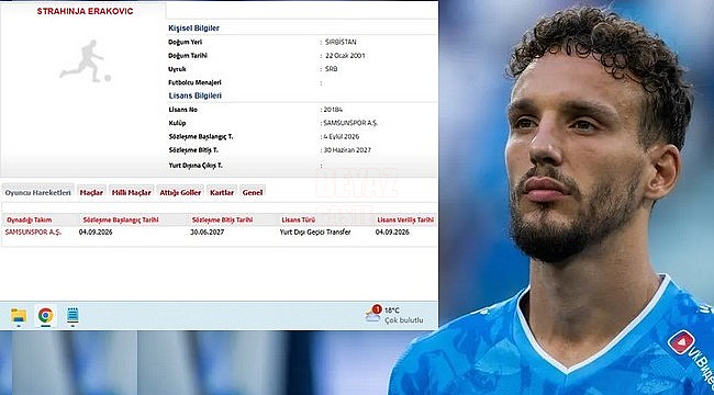 Samsunspor'da Strahinja Erakovic'in Lisansı Çıktı!