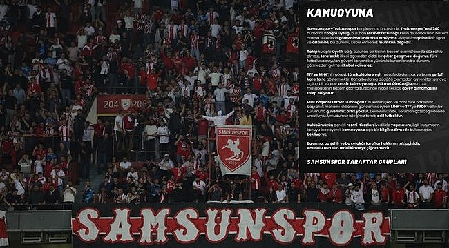 Samsunspor Taraftarından Trabzonspor Maçına Hakem Ataması Yapacak Kişiye Tepki!